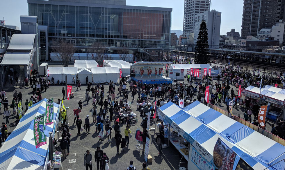 ゴール会場のイベント風景